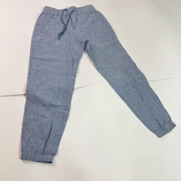Athleta Pants Womens 8 Cabo Linen Jogger Blue Nautical Coastal Beachy - Picture 1 of 9